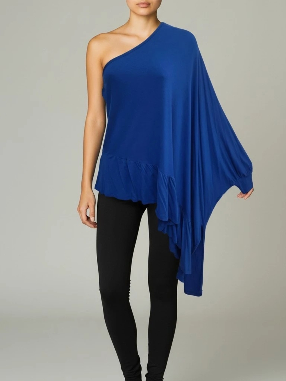 One-Shoulder Royal Blue Asymmetric Dress Top Oversized